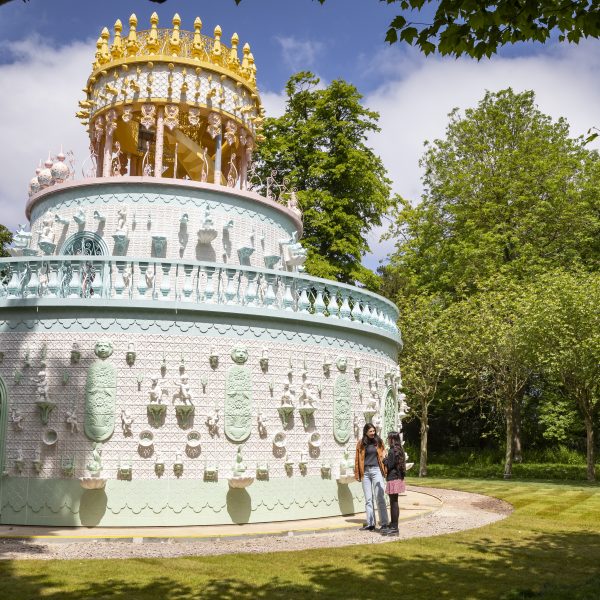 Pastel ceramic wedding cake pavilion at Waddesdon Manor