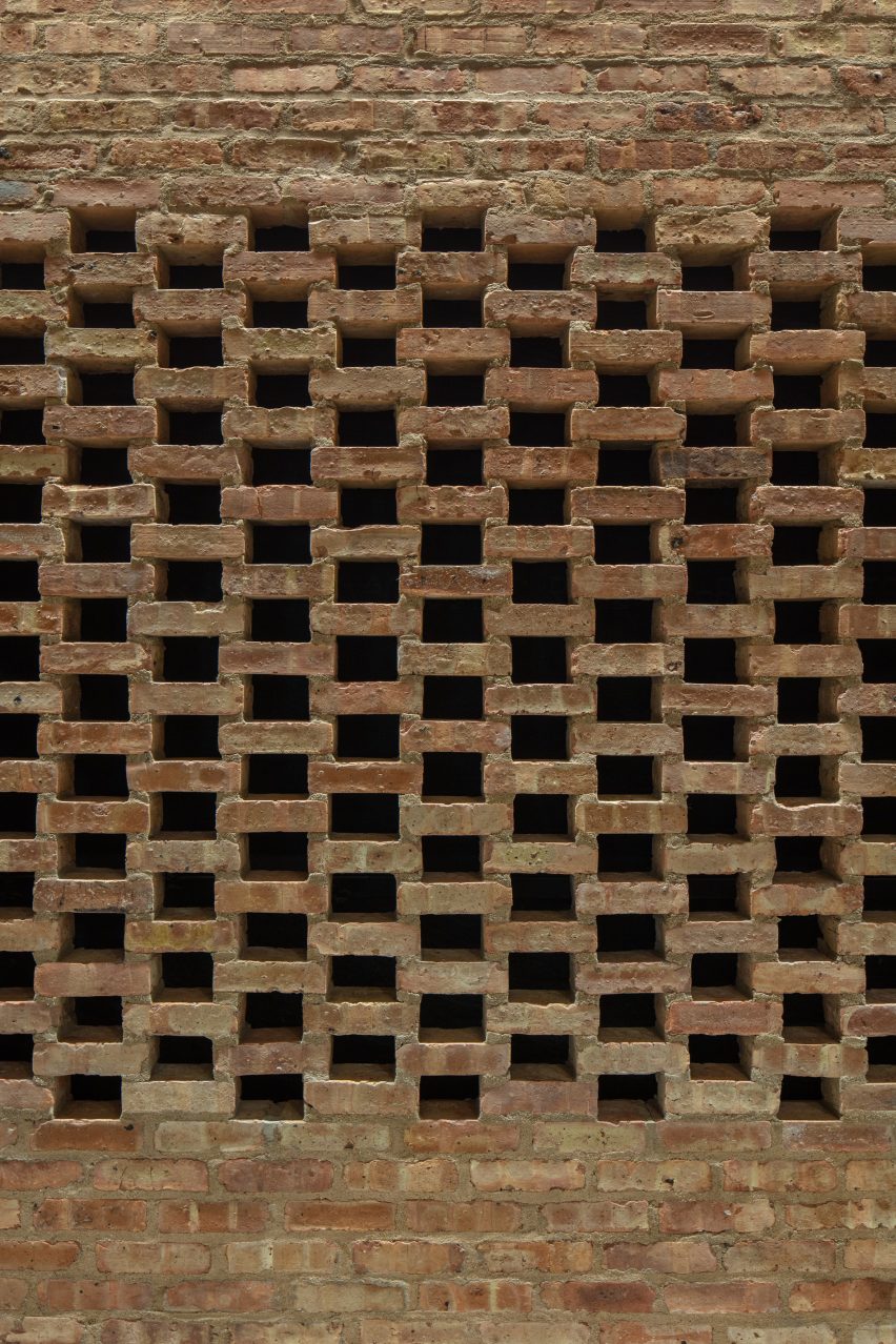 Perforated brick wall
