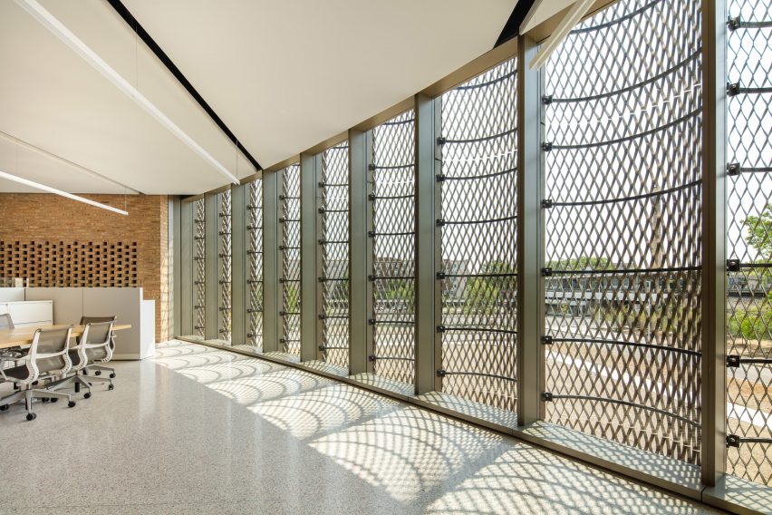 Open-plan office space with aluminium screens