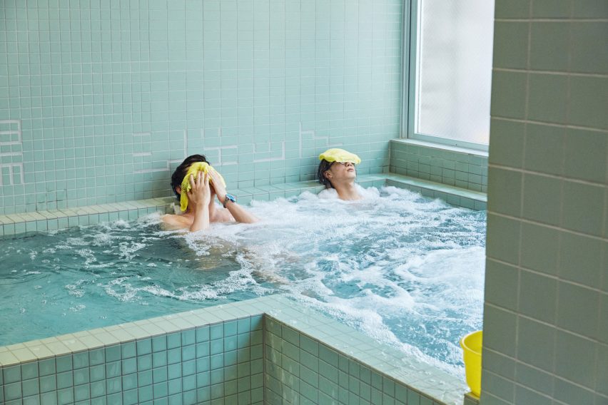 People relaxing in bath