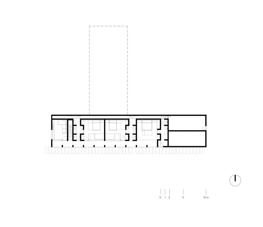Plan drawing of a house with perpendicular floors