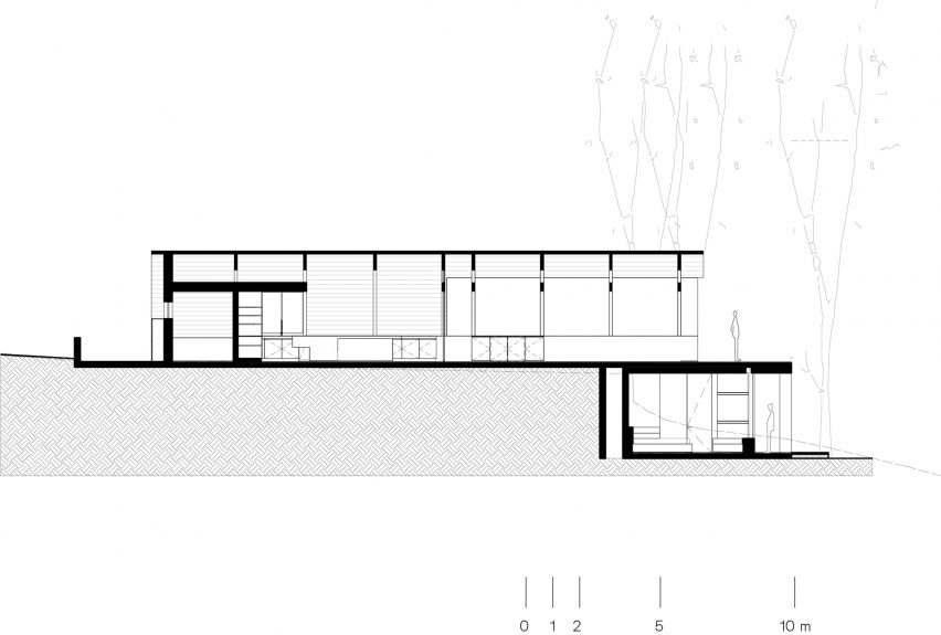 Section drawing of a two level house