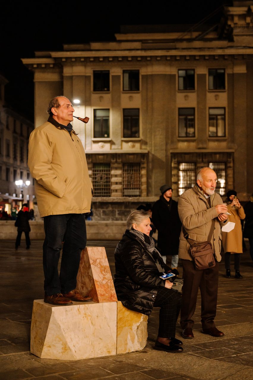Marble seats by Objects of Common Interest in Bergamo