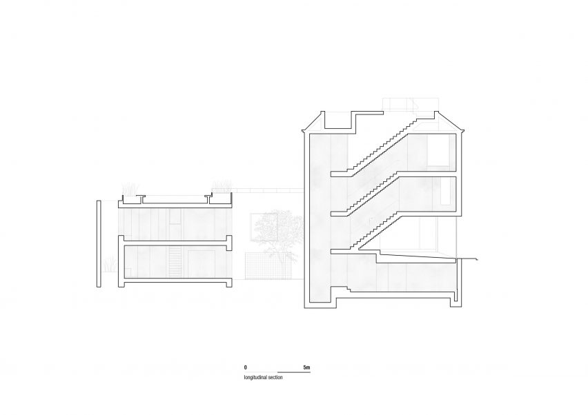 Section drawing of a house in Lisbon by Bak Gordon Arquitectos
