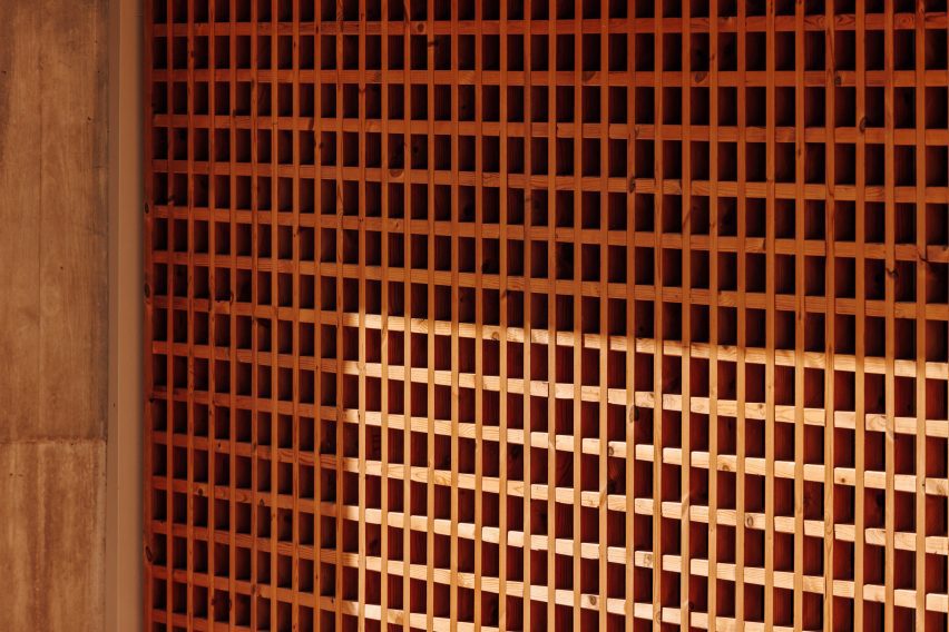 Wooden grid garage door