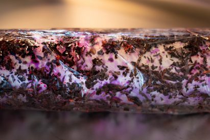 Plant-based purple pigments used for Local Colours, a project for anodising aluminium by Loop Loop