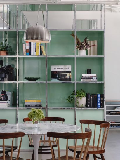 Mint-green and chrome Litmus cabinet