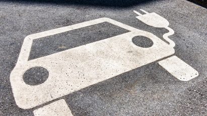 Photo of road sign for EV charging point