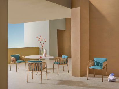 Outdoor chairs on covered terrace