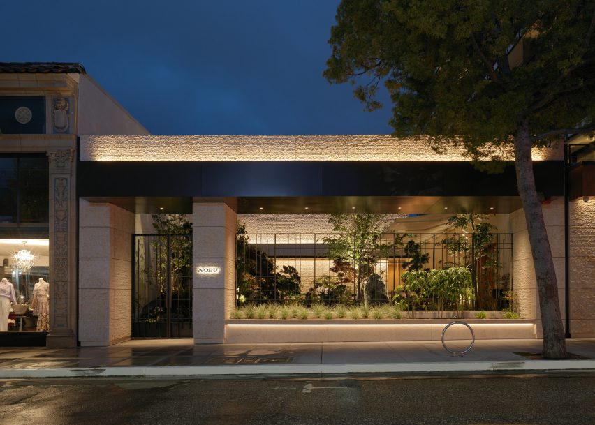 A Nobu restaurant with a garden dining area