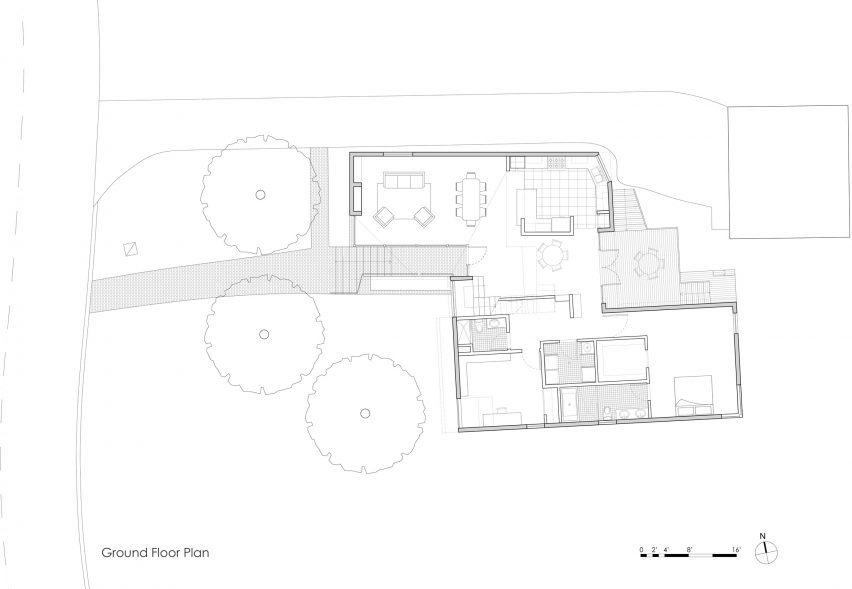 Ground floor plan of a Z-shaped house by O'Neill McVoy Architects