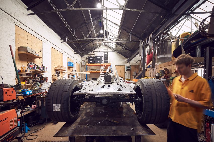 Recover-E car by Lazerian for Envision Racing in workshop
