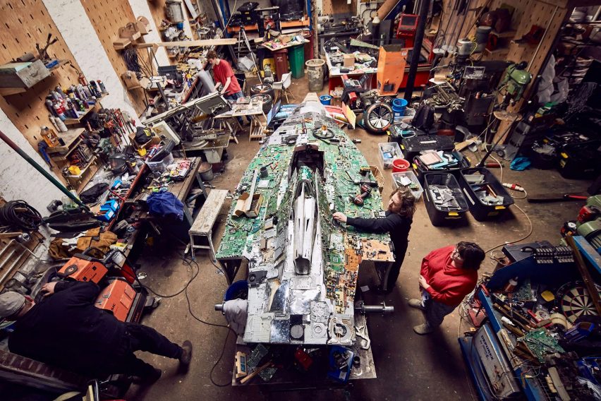 Recover-E car by Lazerian for Envision Racing in workshop