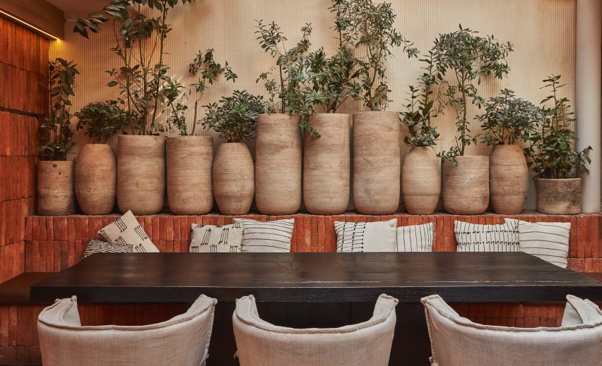 Outdoor seating at a restaurant in Bogotá, Colombia