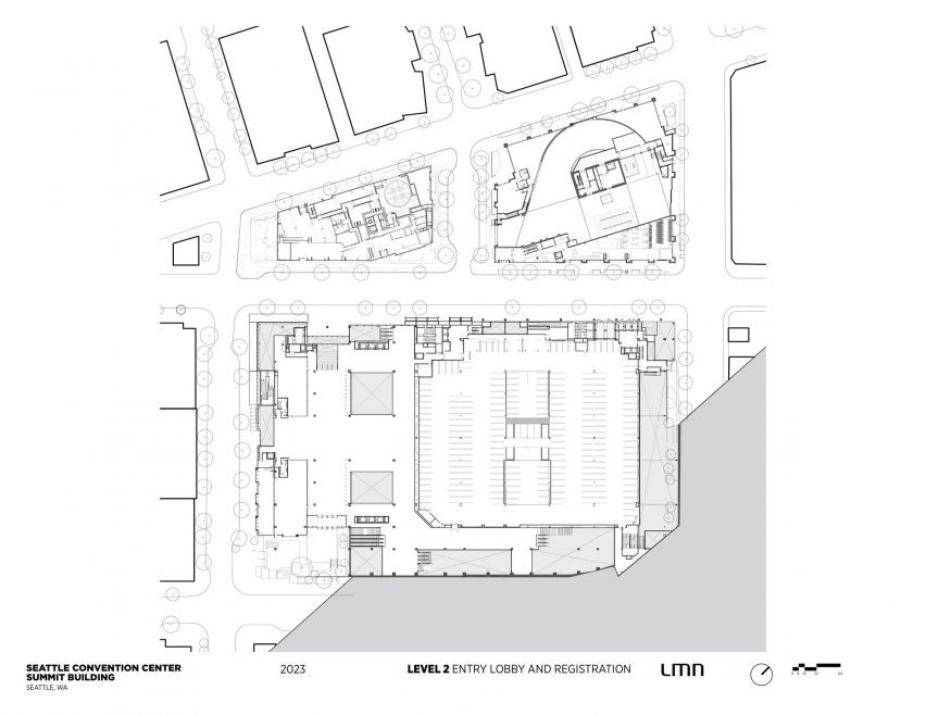 A plan of the Seattle Convention Center Summit building
