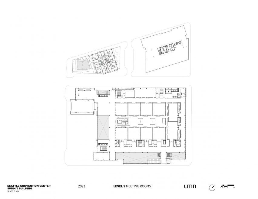 A plan with central office blocks and atrium