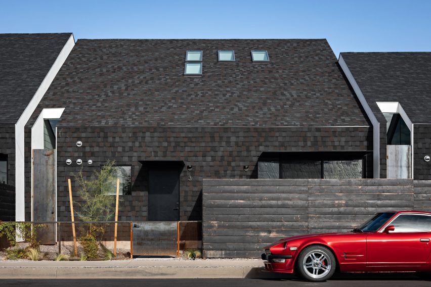 Exterior of the asphalt-shingle-clad Polker House by SinHei Kwok