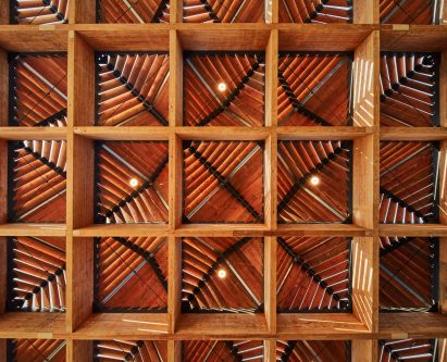 Detail of glulam canopy