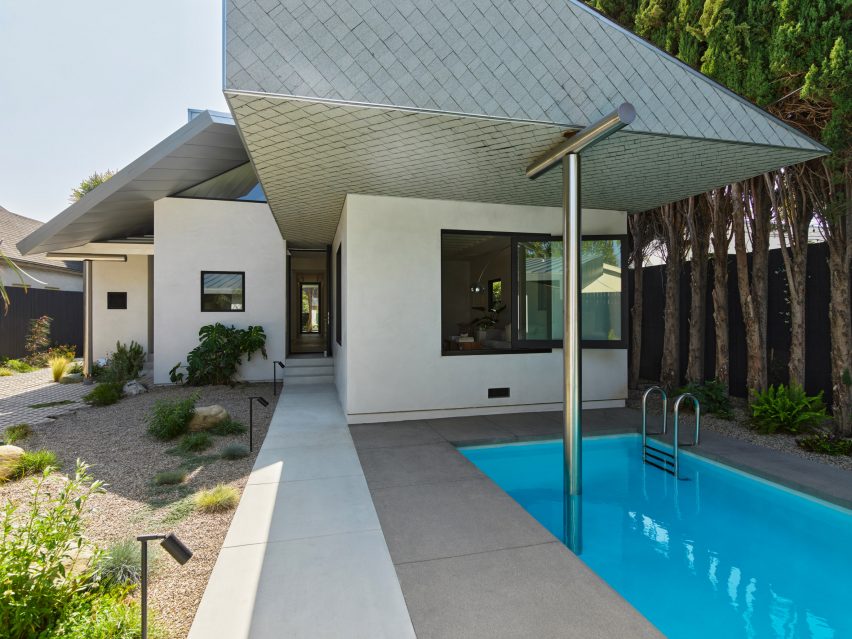 Rear elevation and swimming pool at the House 5 bungalow extension by The LADG