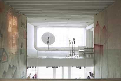 Photography studio viewed from across a double-height void