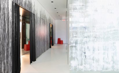 Walls splashed with white paint
