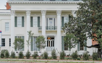 Facade of Greek revival mansion