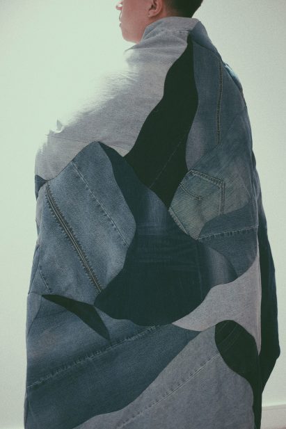 Jacket made with scraps of denim