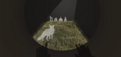 Visualisation from the perspective of a fox of an interactive installation