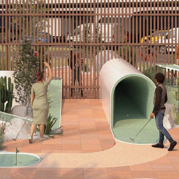 Visualisation of playful architectural structures in between the USA and Mexico border