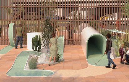 Visualisation of playful architectural structures in between the USA and Mexico border