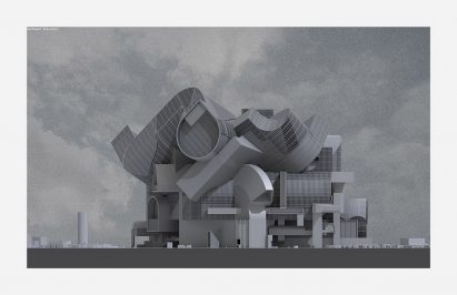 Visualisation of a building that takes inspiration from post-heroism