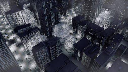 Visualisation of architectural structure that combines the man-made environment with the natural environment