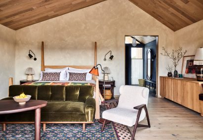 Guest bedroom with earthy colour palette
