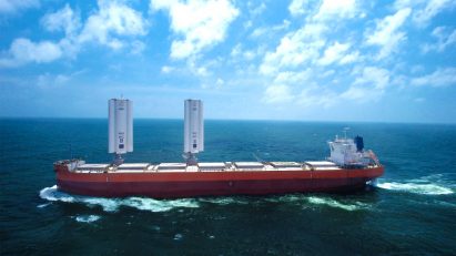 Sail-powered cargo ship