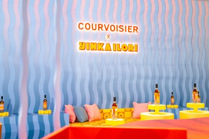Seating area of pop-up bar at Selfridges designed by Yinka Ilori