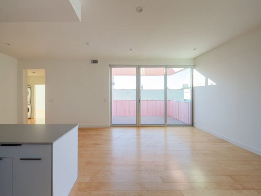 Interior space with white walls and timber floors