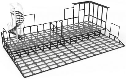 Render of modular framing system used for At Their Very Best Set