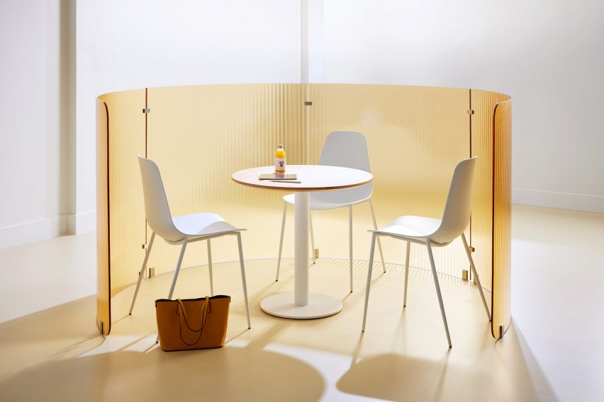 Transluscent yellow room divider