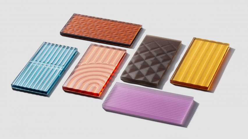 Samples of Textures resin collection by 3form
