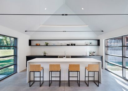 Polished concrete flooring in the kitchen