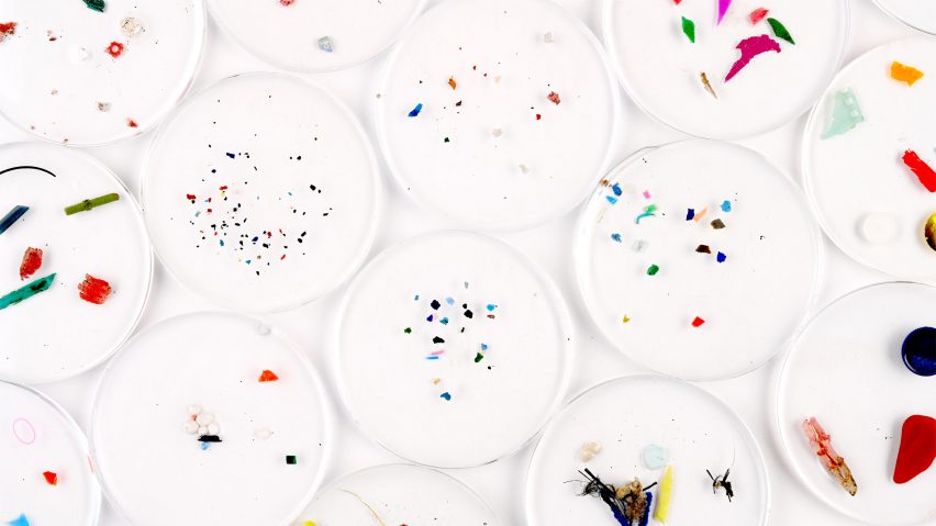 Photo of pieces of plastic in resin