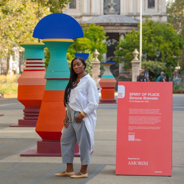 Photo of Simone Brewster at her installation Spirit of Place