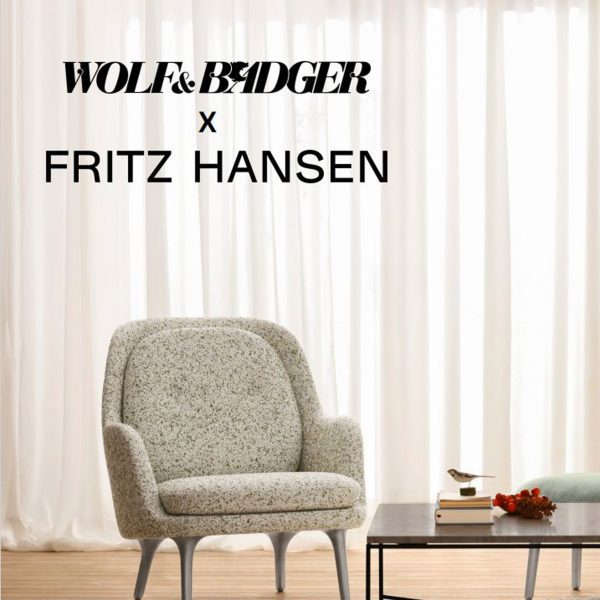 Wolf & Badger and Fritz Hansen logos with a photo of seating