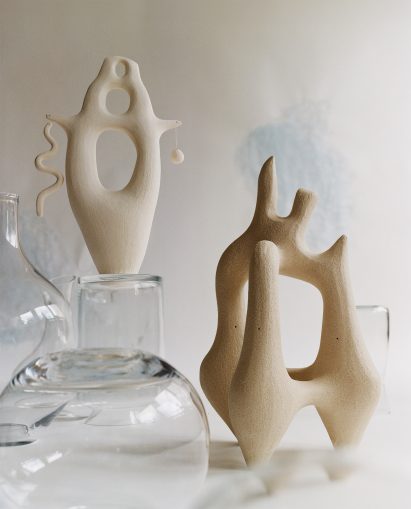 Neutral stoneware pieces by Abid Javed