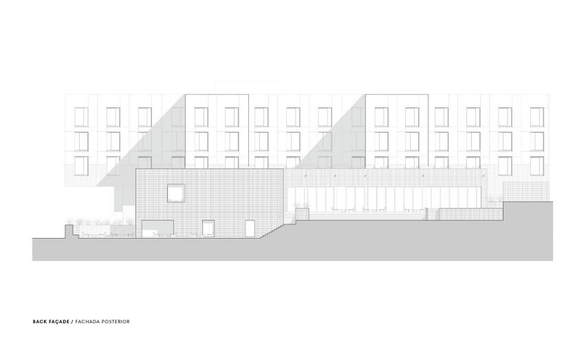 Elevation of Section of Hotel Albor San Miguel de Allende by Productora and Esrawe Studio