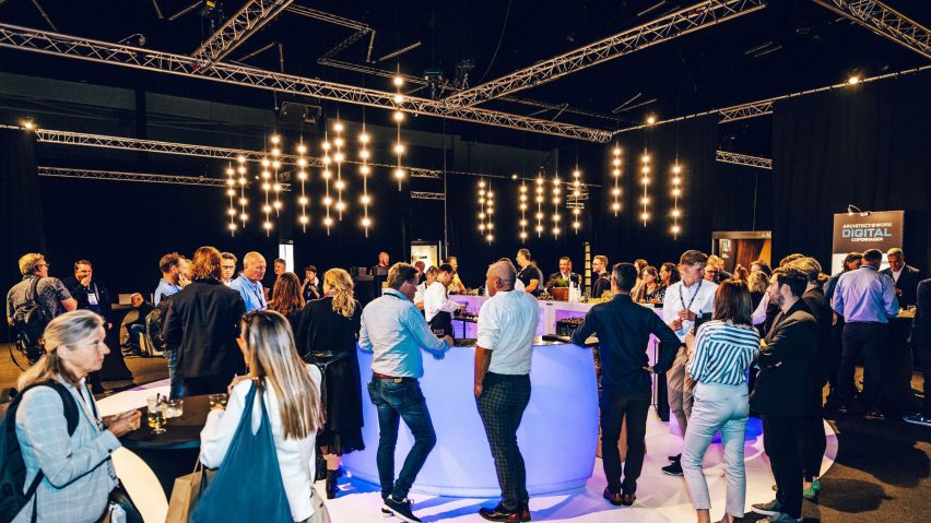 stands at an architecture and design trade show