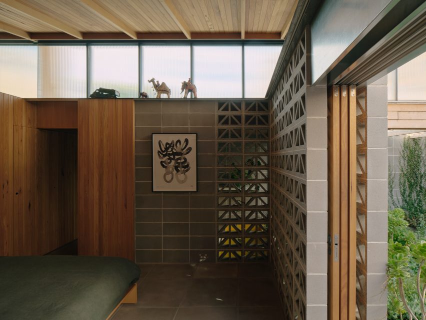 Interior space with breeze block walls and clerestory windows