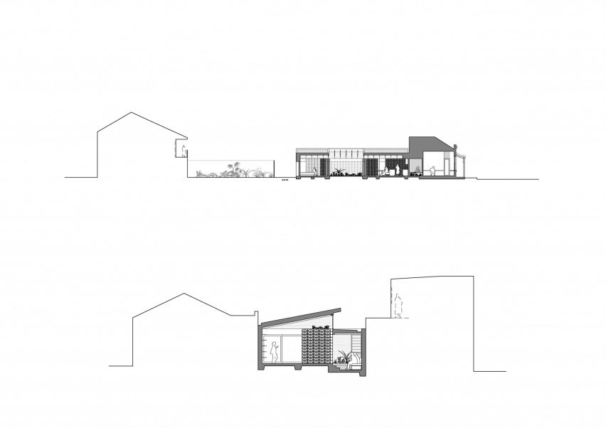 Section drawings of the Sunday house by Architecture Architecture