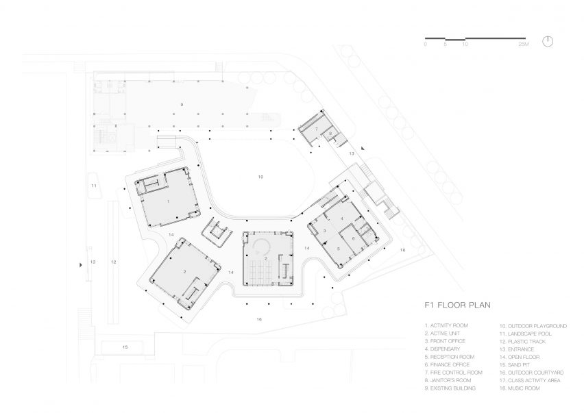 First floor plan of Kindergarten of Museum Forest by Atelier Apeiron
