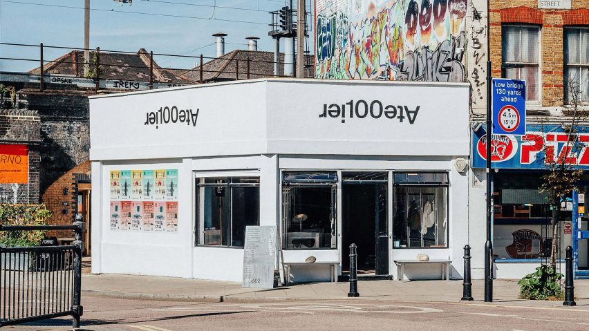 Exterior of Atelier100 pop-up showroom at London Design Festival 2023